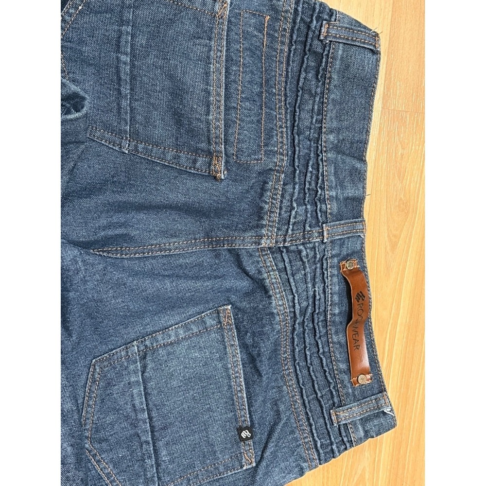 Rocawear Tapered Fit Moto Jeans Mens W34 Dark Wash Ribbed Knee Ankle Zip - Picture 9 of 11